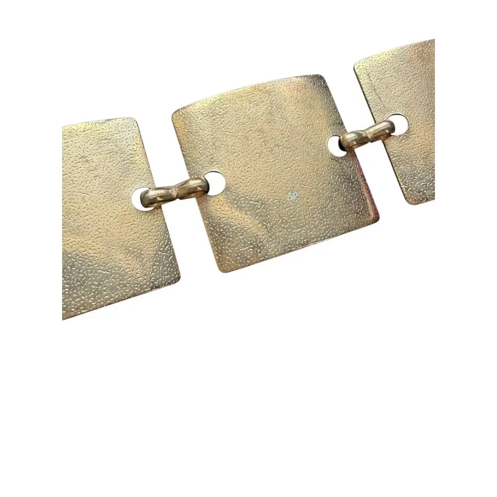 Gold Square Plate Chain Belt Y2K Festival Rave Metal Statement Adjustable OS